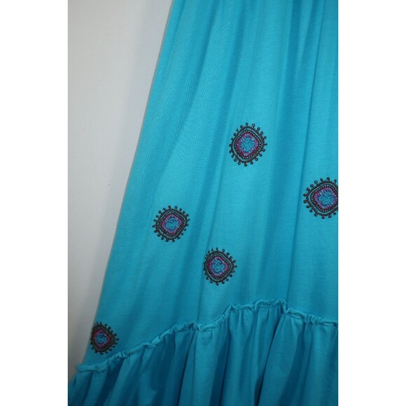 Johnny Was JWLA Embroidered Turquoise Maxi Dress Cotton Tank Aztec Size Small - Picture 7 of 14
